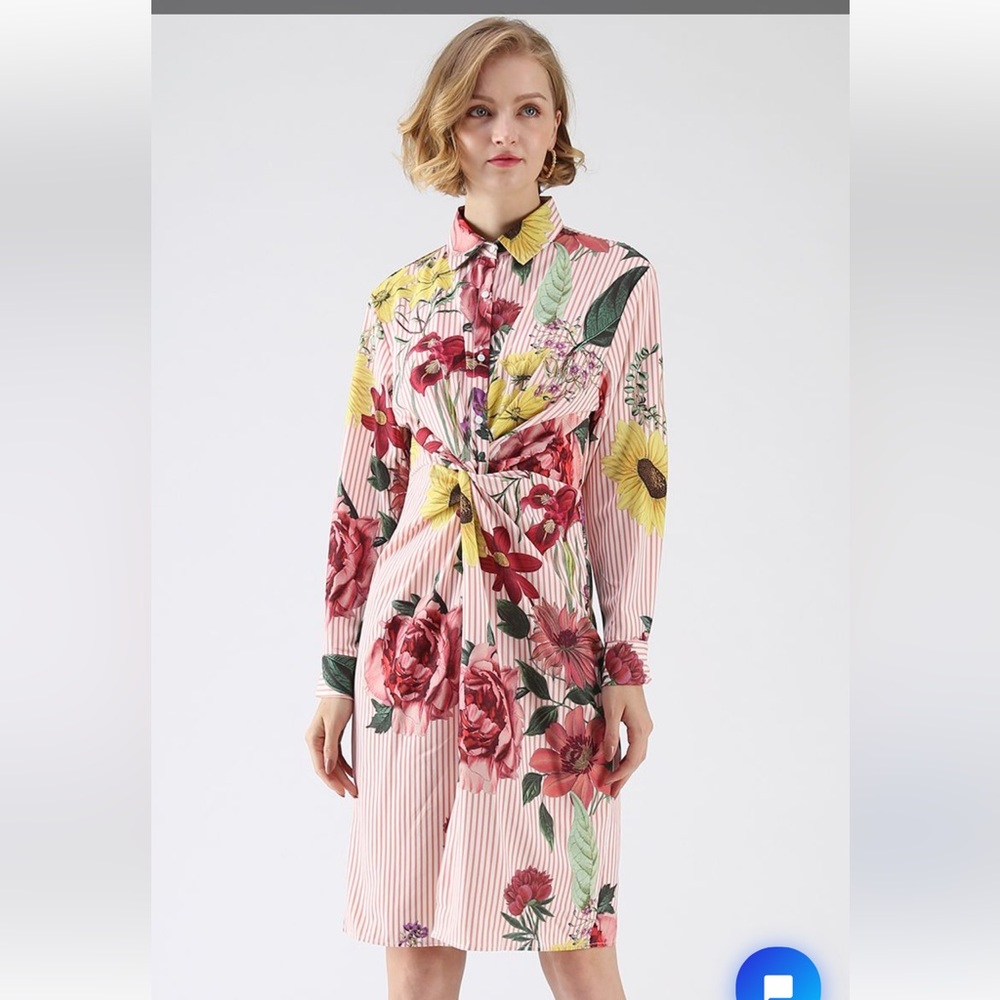 Zara floral and striped dress